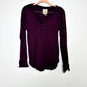 Chaser NWT Baby Ribbed Long Sleeve Henley Snap Button Top Fig/Purple Size Medium